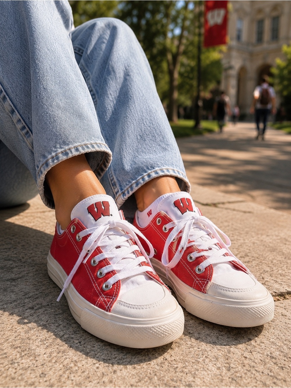 Converse UW Madison Red and White Canvas Sneakers size 10M